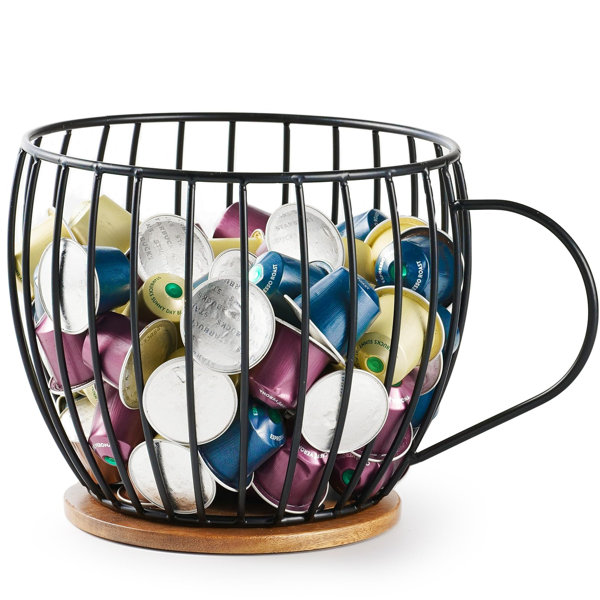 SUNCOAST HARDWARE, LLC Coffee Pod Holder, Large Black Wire Coffee Bar